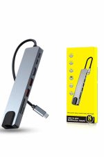 8 Portlu Macbook Çevirici Type C Hub  SD TF USB Çoğaltıcı Ethernet - Görsel 3