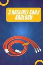 120W Silikon Metal Uçlu LED Işıklı 3 In1 Şarj Kablosu 1.2m - Görsel 5