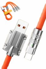 120W Silikon Metal Uçlu LED Işıklı 3 In1 Şarj Kablosu 1.2m - Görsel 4