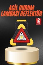 Işıklı İkaz Lambası Reflektör Şarjlı Işıklı Üçgen LED Acil Durum Feneri - Görsel 5