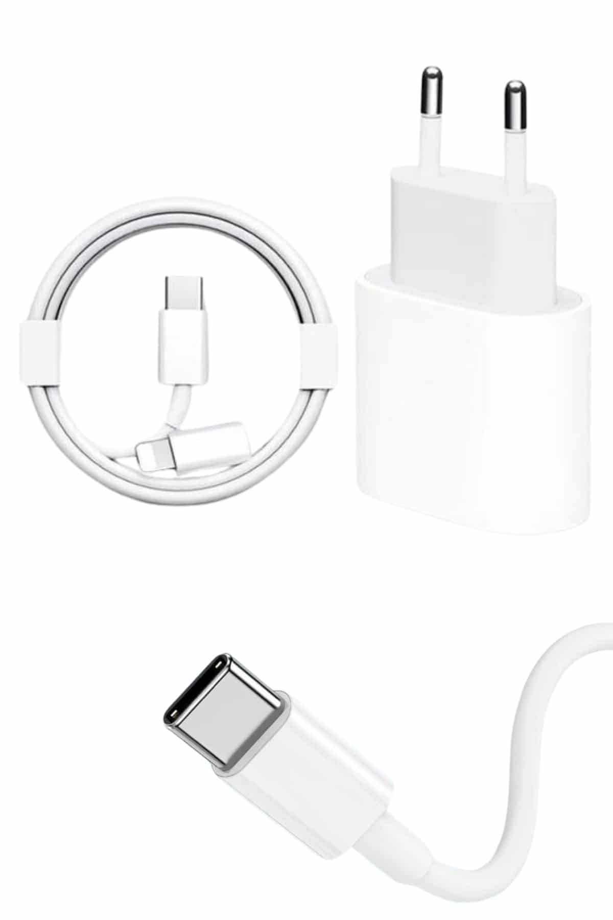 1214832_7-142.jpg 15/Pro/Pro Max 20W İOS Uyumlu Hızlı Şarj Aleti Adaptörlü Beyaz - Görsel 1