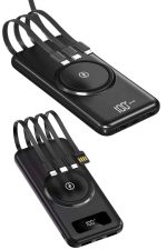 Kablosuz Çoklu Şarj Girişli 10.000 Mah Kablolu Powerbank Taşınabilir - Görsel 4