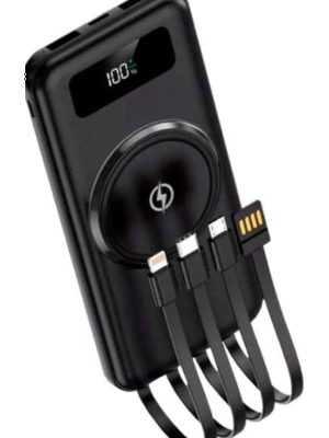 Kablosuz Çoklu Şarj Girişli 10.000 Mah Kablolu Powerbank Taşınabilir