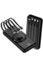 Kablosuz Çoklu Şarj Girişli 10.000 Mah Kablolu Powerbank Taşınabilir - Görsel 3