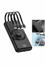 Wireless Powerbank 10000 Mah LED Ekranlı Dahili Kablolu Hızlı Şarj - Görsel 3