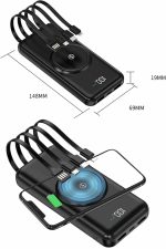 Wireless Powerbank 10000 Mah LED Ekranlı Dahili Kablolu Hızlı Şarj - Görsel 4