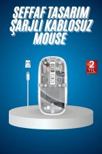 Sessiz Tıklama Çift Modlu Bluetooth Ve Alıcı Şeffaf Mouse Fare - Görsel 5