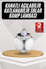 Kamp Lambası Güneş Enerjili Solar 5 Kanatlı Katlanır Lamba Karavan - Görsel 5