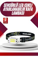 Yüksek Işıklı Şarjlı ve Sensörlü LED Kafa Lambası Kamp Lambası - Görsel 5