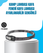 Kamp Lambası Kafa Feneri Kafa Lambası Ayarlanabilir Sensörlü Şarjlı - Görsel 5