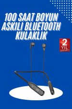 100 Saat Kablolu Boyun Askılı Dijital Göstergeli Bluetooth Kulaklık - Görsel 5