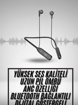 100 Saat Kablolu Boyun Askılı Dijital Göstergeli Bluetooth Kulaklık