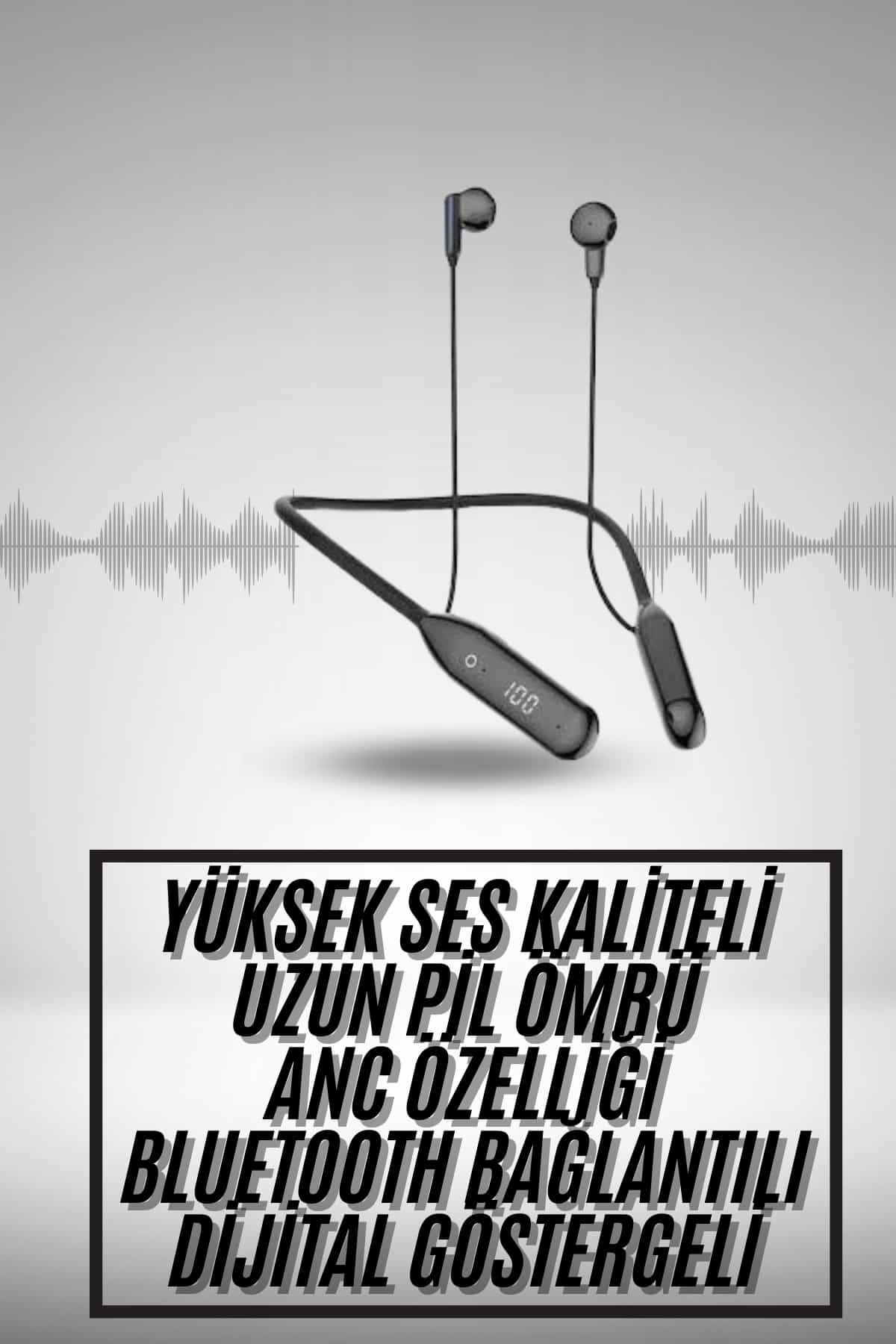 1214917_2-108.jpg 100 Saat Kablolu Boyun Askılı Dijital Göstergeli Bluetooth Kulaklık - Görsel 1