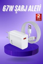Beyaz Ultra Plus Hızlı Şarj Seti Şarj Adaptörü ve Kablosu 67W - Görsel 5
