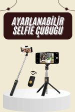 Cep Telefonu Tripod Standı Manyetik Selfie Sopa Bluetooth Uzaktan Kumandalı - Görsel 5