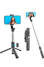 Tripod Selfie Çubuğu Bluetooth Kumandalı Kablosuz Led Işıklı - Görsel 2