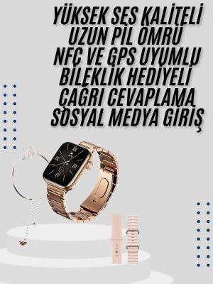 G9 MINI Akıllı Saat 3 Kordonlu Ve Aksesuarlı Bayanlar Için Şık Rose renk