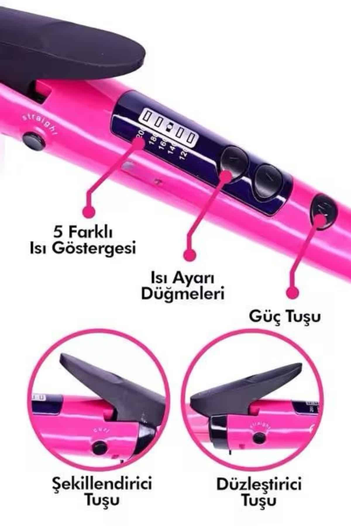 1215208_7-3.jpg Saç Düzleştirici Şekillendirici Saç Maşası İkili Şekillendirici Isı Ayarlı - Görsel 1
