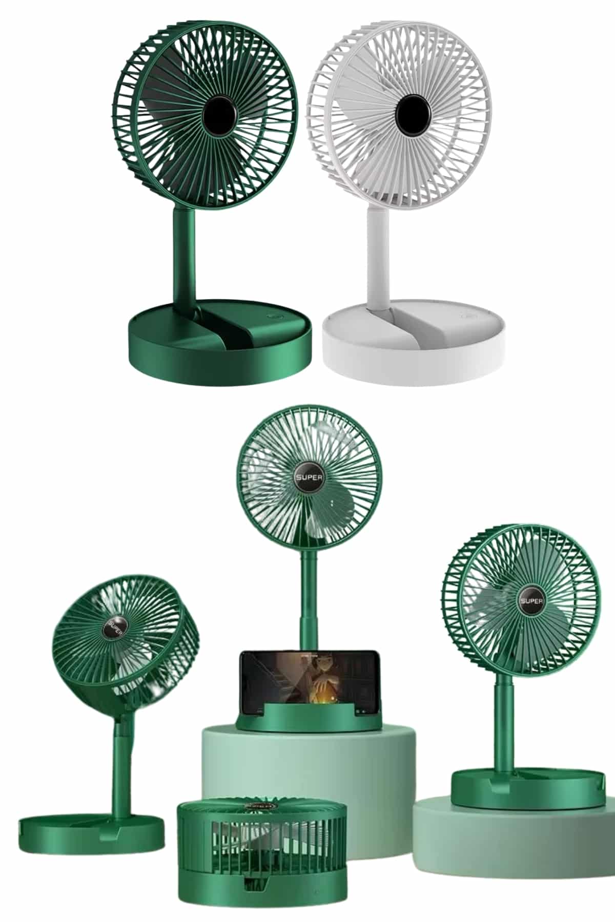 1215243_7-17.jpg Katlanabilir Teleskopik Şarjlı Fan Masaüstü Soğutucu Vantilatör - Görsel 1