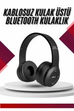 Bluetooth Kablosuz Kulaklık Siyah Wireless 5.0 Kulak Üstü Uzun Pil Ömrü - Görsel 5