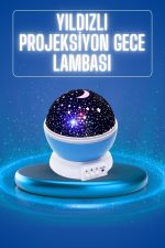 Yıldızlı Gece Lambası Mor Projeksiyon Görünümlü Masa Lambası Renk Değiştirebilen - Görsel 5