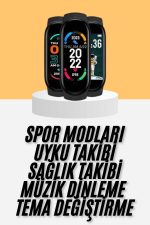 M6 Akıllı Bileklik Siyah Adımsayar Spor Takibi Android ve İOS Uyumlu - Görsel 5