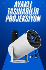 Taşınabilir Projeksiyon Ayaklı Projektör Android Uyumlu HDMI Girişli - Görsel 5