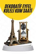 Dekoratif Eyfel Kulesi ve Kum Saati Vintage Tarzı Masa Süsü Biblo - Görsel 5