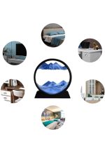 7 Inç Mavi Orta Boy Dekoratif Yuvarlak Şık Kum Tablosu Modern Dekoratif Süs - Görsel 2