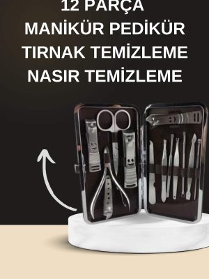 Elektrikli Manikür Pedikür Seti İkili Set 12 Parça Tırnak Bakımı Törpü Protez Çıkarma