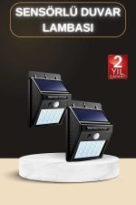 Bahçe Aydınlatma Sensörlü Güneş Enerjili Duvar Lambası 40 Led Işık - Görsel 5