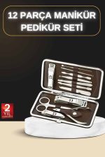 12 Parça Manikür Pedikür Seti Özel Deri Çanta El Ayak Bakımı Akne ve Sivilce Temizleme - Görsel 5