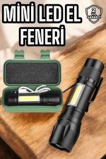 Şarjlı Metal Zoomlu El Feneri Işıldak Led Işık Taşınabilir El Lambası - Görsel 6