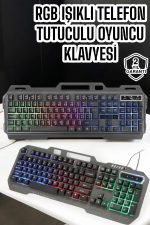 Q Klavye RGB Işıklı Klavye Ve Mouse Seti Kablolu Mouse Hediyeliş - Görsel 5
