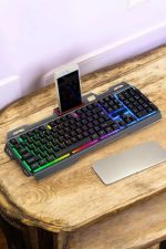 Q Klavye RGB Işıklı Klavye Ve Mouse Seti Kablolu Mouse Hediyeliş - Görsel 4