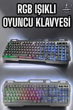 Led Işıklı Oyuncu Klavye Usb Girişli RGB Işıklı Q Klavye Mouse Hediyeli - Görsel 5