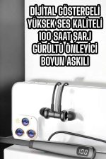 Boyun Askılı Bluetooth Kulaklık Uzun Şarj Süreli Dijital Göstergeli Kablolu - Görsel 3