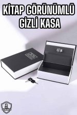 Büyük Boy Anahtarlı Kitap Görünümlü Gizli Kasa Çelik Kasa Altın Kasası - Görsel 5