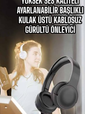 Kulak Üstü Kablosuz Bluetooth Kulaklık Gürültü Önleyici Uzun Şarj Süreli