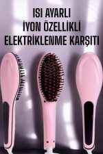 Fön Tarağı Saç Düzleştirici Sıkı Dişli Isı Ayarlı Elektriklenme Karşıtı - Görsel 4
