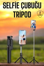 Selfie Çubuğu Tripod Kumandalı Telefon Tutucu Siyah - Görsel 5