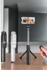 Selfie Çubuğu Tripod Kumandalı Telefon Tutucu Siyah - Görsel 4