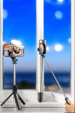 Selfie Çubuğu Tripod Kumandalı Telefon Tutucu Siyah - Görsel 3