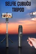Tripod Kablosuz Bluetooth Bağlantılı Selfie Çubuğu 360 Derece Dönebilen - Görsel 5