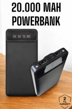 20.000 Mah Led Işıklı LCD Ekran USB Girişli Type-C Lightning Powerbank - Görsel 5