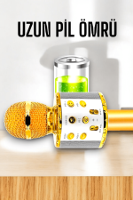 Kablosuz Bluetooth Karaoke Mikrofon USB ve AUX Girişli, Yüksek Ses Kalitesi - Görsel 3