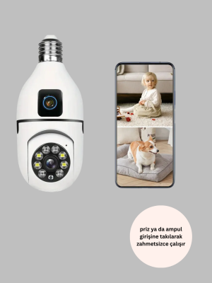360 Derece Panoramik WiFi Kamera – Full HD Ev Güvenlik Sistemi