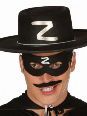 Z Logolu Yetişkin Zorro Şapkası ve Zorro Maskesi