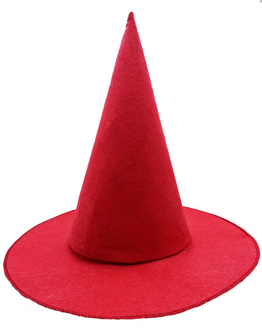 1220991_Kirmizi-Renk-Kece-Cadi-Sapkasi-Y-resim-4330.jpeg Kırmızı Renk Keçe Cadı Şapkası Yetişkin Çocuk Uyumlu 35X38 cm - Görsel 1