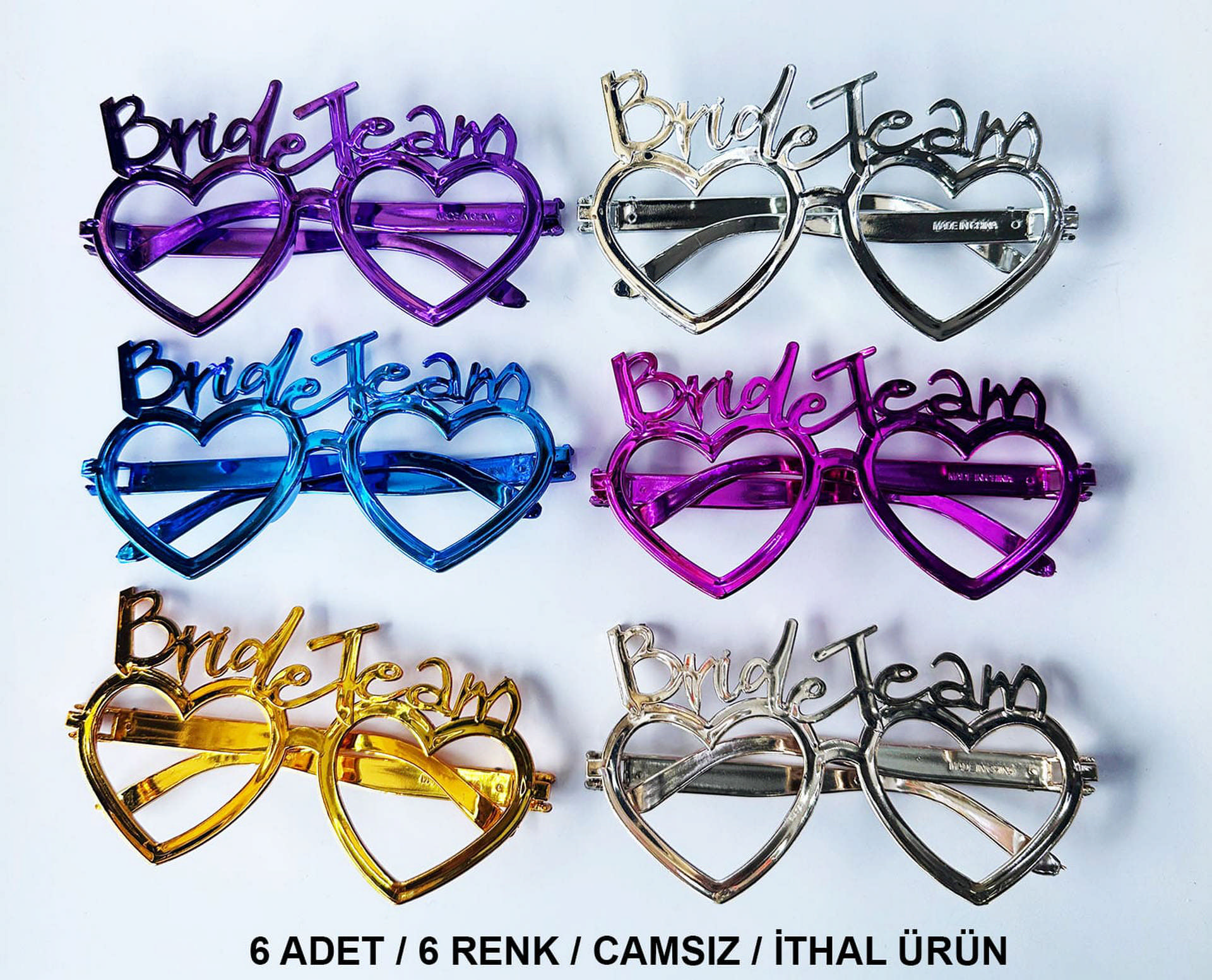 1221302_kalpli-bride-team-gozluk-seti-6-renk-kina-dugun-partileri-ic-resim-5166.jpg Kalpli Bride Team Gözlük Seti 6 Renk - Kına & Düğün Partileri İçin - Görsel 1